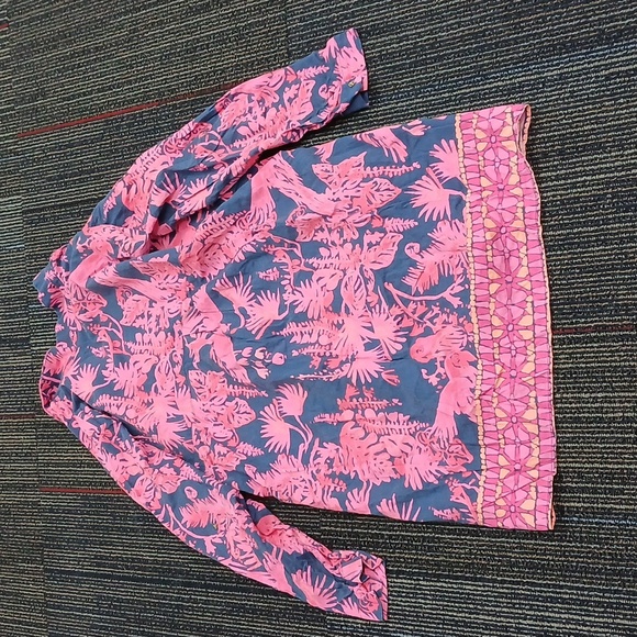 Lilly Pulitzer Lillith Tunic Dress XL Rayon Indigo Night 3/4 Roll Sleeve - Picture 7 of 8